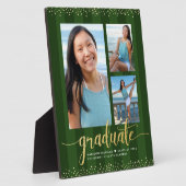 Groen Afstuderen 3 Foto Goud Glitter Script Chic Fotoplaat (Zijkant)