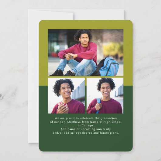 Groen Afstuderen 4 Foto Bold Arch Script Modern Aankondiging (Achterkant)
