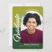 Groen Afstuderen 4 Foto Bold Arch Script Modern Aankondiging (Voorkant)