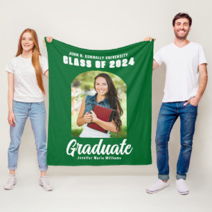 Groen Afstuderen Fotoboog Modern 2024 Afstuderen Fleece Deken