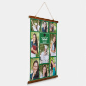 Groen Afstuderen Fotocollage Keepsake Hangend Wandkleed (Gebogen)