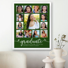 Groen Afstuderen K-12 Fotocollage Modern Script