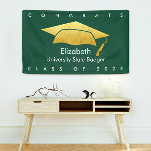 Groen Afstuderen Vet Modern Eenvoudig Goud Pet Spandoek