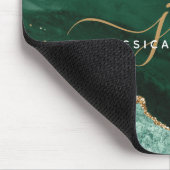 Groen Agate Geode Gold Glitter Script Monogram Muismat (Hoek)