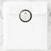 Groen Agate Monogram Familie Adres Ronde Sticker (Tas)