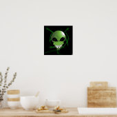 Groen Alien-Poster Poster (Keuken)