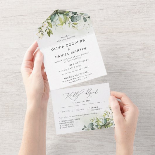 Groen Alles in een bruiloft uitnodiging (Afscheurbaar)