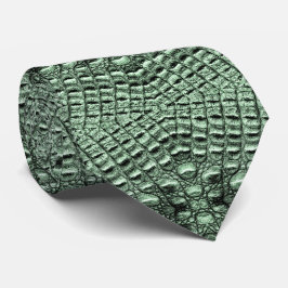 Groen alligatorleer stropdas
