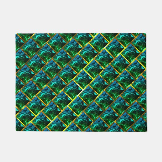 Groen als emerald onder een gouden rooster? deurmat (Voorkant)