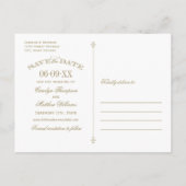 Groen Antiek Bloei Save the Date Aankondigingskaart (Achterkant)