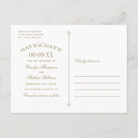 Groen Antiek Bloei Save the Date Aankondigingskaart (Achterkant)