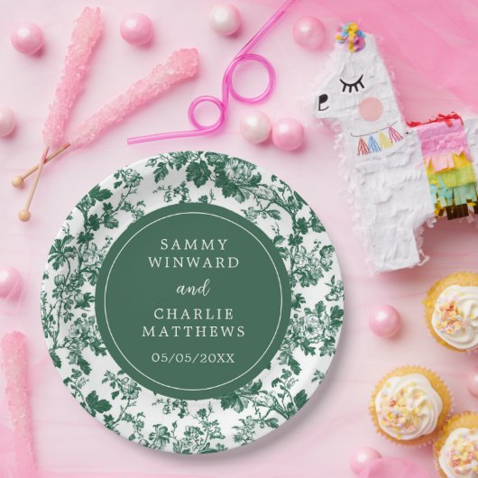 Groen Antiek Chinoiserie bruiloft Papieren Bordje (Feest)