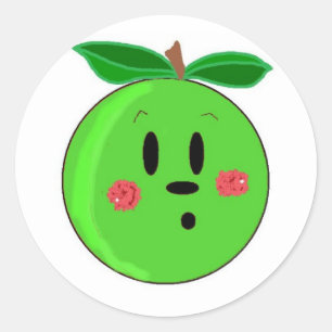 Groen Appel Gezicht Ronde Sticker