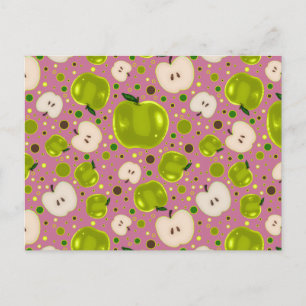 Groen Apple Slices Pattern Briefkaart