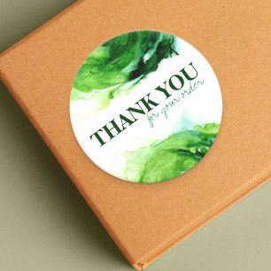 Groen Aquarel Abstract Klein Zakelijk Bedankt Ronde Sticker