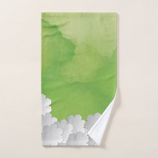 Groen Aquarel en Witte Bloemen Bad Handdoek (Handdoek)