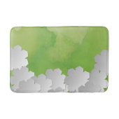 Groen Aquarel en Witte Bloemen Badmat (Voorkant)