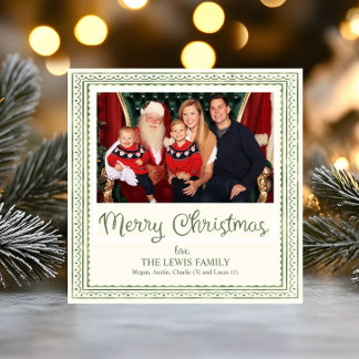 Groen Aquarel Sint-jakobsschelp Patroon Kerstmis Feestdagenkaart