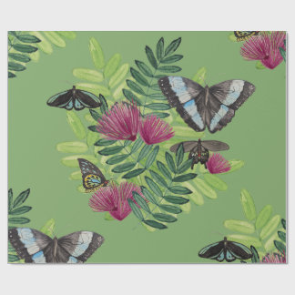 Groen Aquarel Vlinder Bloem Verpakkings Papier