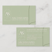Groen architectuurgeometrisch interieurontwerp visitekaartje (Voorkant / Achterkant)