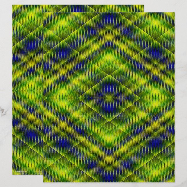Groen Argyle scrapboekpapier 2-zijdige pagina (Voorkant / Achterkant)