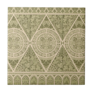  groen art nouveau bloemmotief tegeltje