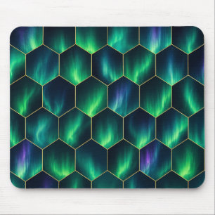 Groen Aurora Borealis Zeshoekpatroon Muismat