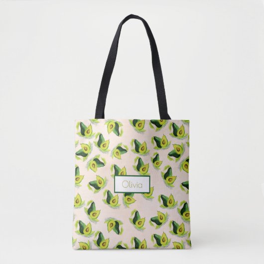 Groen Avocados-Waterverf Tote Bag (Voorkant)