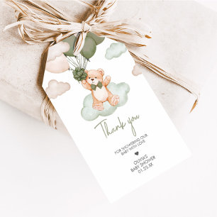 Groen Baby Beer Ballon Baby shower Favorieten Tags Cadeaulabel