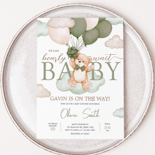 Groen Baby Beer Ballon Baby shower Kaart