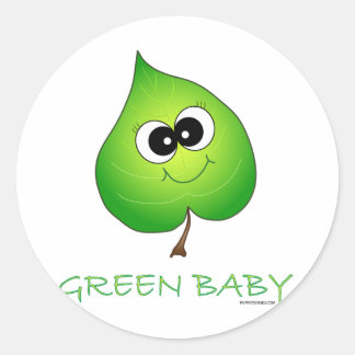 Groen Baby blad Ronde Sticker