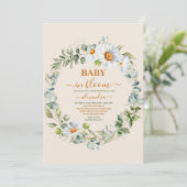Groen Baby in Bloom Baby shower Kaart (Staand voorkant)