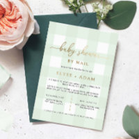 Groen Baby shower Gingham via e-mail Folie
