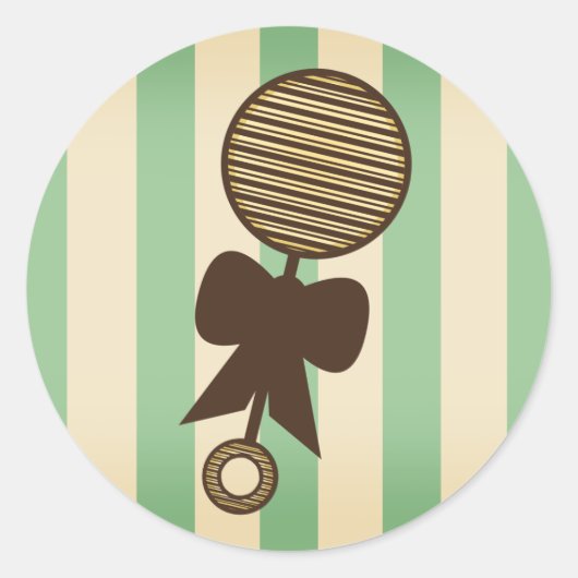 Groen Baby shower Sticker -  rammelaar (Voorkant)
