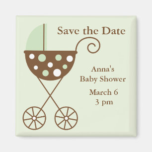 Groen Baby shower Stroller sparen de Datum Magneet