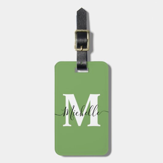 Groen Bagagelabel met Monogram (Voorkant verticaal)