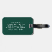 Groen bagagelabel van de bijtende monogram jager (Achterkant horizontaal)