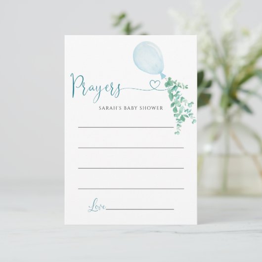 Groen Ballonnen Gebeden Voor Baby Informatiekaartje (Staand voorkant)