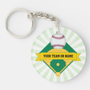 Groen Baseball-veld met aangepaste teamnaam Sleutelhanger