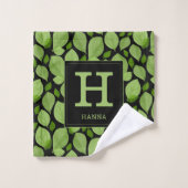 Groen basilicum lef kruidenpatroon botanisch monog bad handdoek (Wasdoekje)