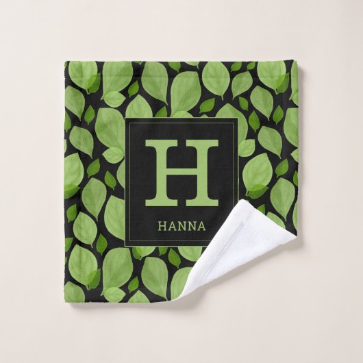 Groen basilicum lef kruidenpatroon botanisch monog bad handdoek (Wasdoekje)