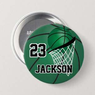 Groen Basketball-ontwerp   Personaliseren Ronde Button 7,6 Cm