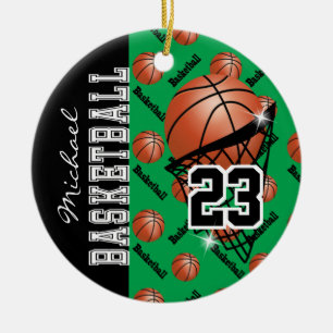 Groen Basketball personaliseren Keramisch Ornament