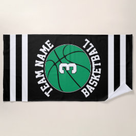 Groen Basketball Team Name & Player Number Custom Strandlaken