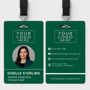Groen Bedrijf Foto ID Logo Naamlabel Op Maat Badge