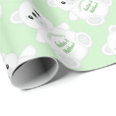 Groen Beer Baby shower Cadeaupapier (Rol Hoek)