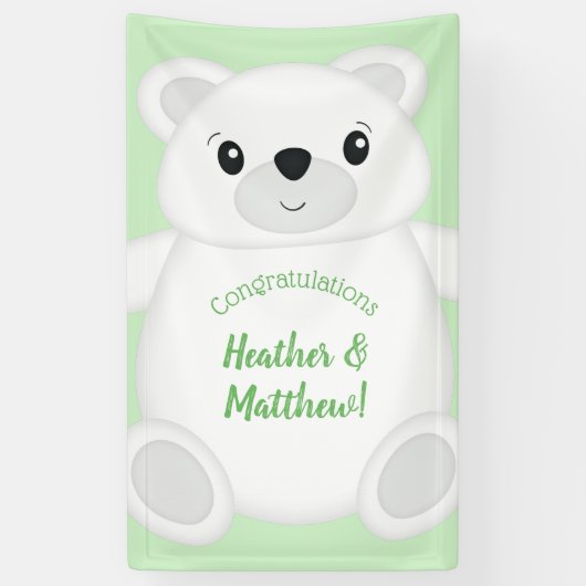 Groen Beer Baby shower Spandoek (Verticaal)