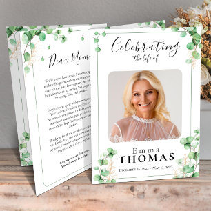 Groen begrafenisprogramma ,Orde van de Dienst, Fot Flyer