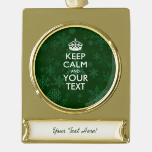 Groen BEHOUD KALM en heb uw Creatieve Tekst Verguld Banner Ornament