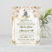 Groen & Beige Bloemen Islamitisch/Moslim Bruiloft  Kaart (Staand voorkant)
